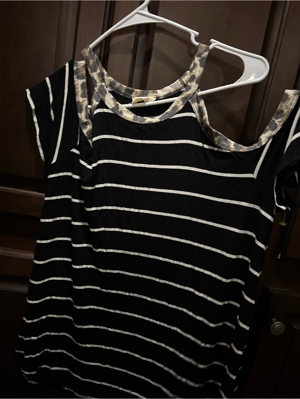 Cold-Shoulder Black & White Striped Women's Top
